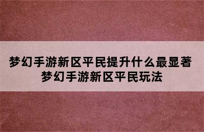 梦幻手游新区平民提升什么最显著 梦幻手游新区平民玩法